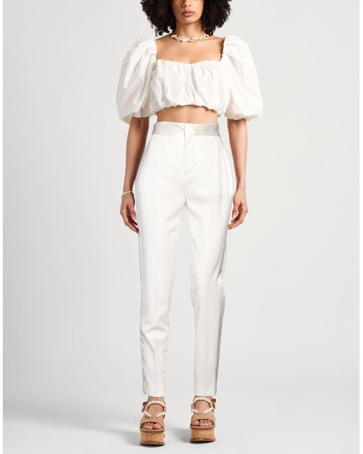 Dundas White Cream Pants Virgin Wool, Elastane, Silk