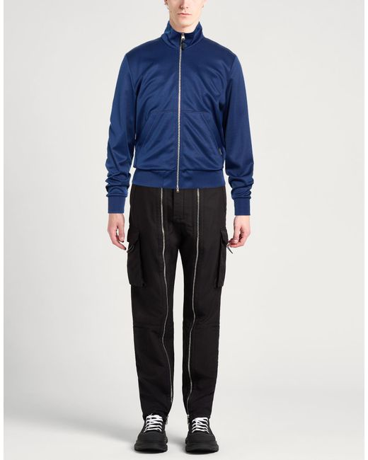 Tom Ford Blue Sweatshirt Polyester, Cotton, Lambskin for men
