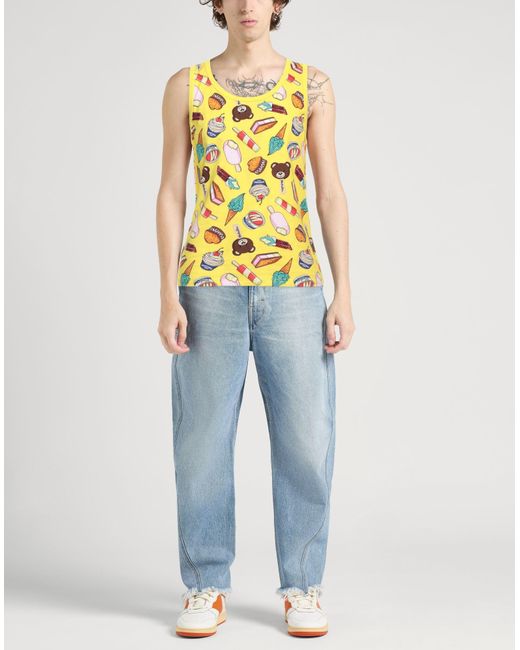 Moschino Yellow Tank Top Cotton, Elastane for men