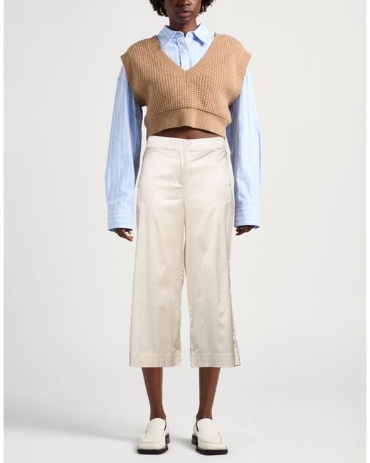 Jijil White Pants Cotton, Silk, Elastane