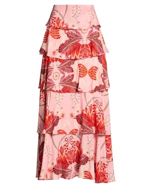 Cristina Beautiful Life Red Maxi Skirt Tencel