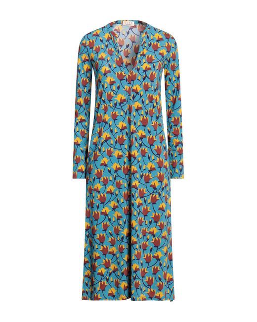 Siyu Blue Midi-Kleid