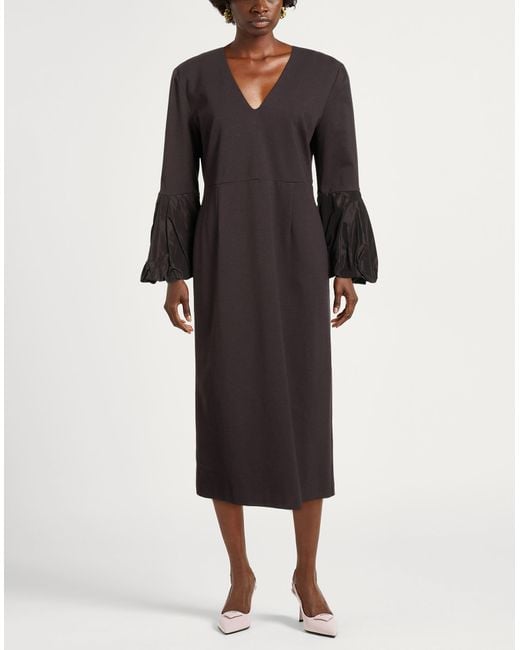 MEIMEIJ Black Midi Dress Viscose, Polyamide, Elastane, Polyester, Acetate
