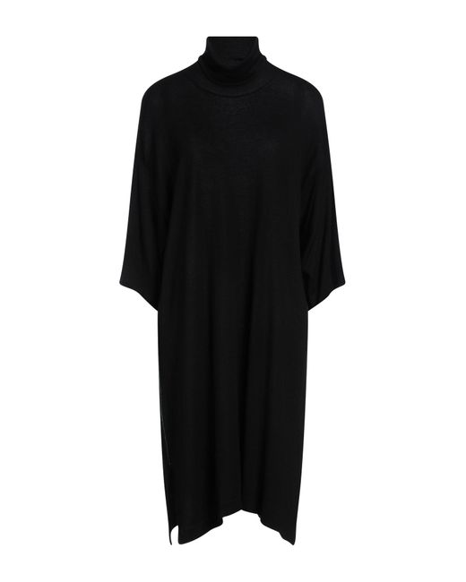 Akep Black Mini Dress Viscose, Merino Wool, Polyamide