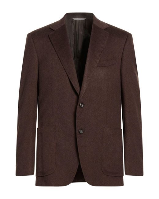 Canali Brown Dark Blazer Cashmere for men