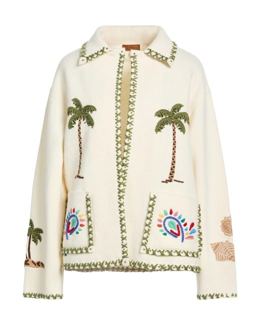 Alanui Metallic Ivory Cardigan Virgin Wool