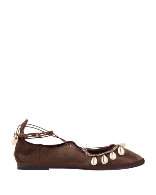 Ilio Smeraldo Brown Ballet Flats Textile Fibers