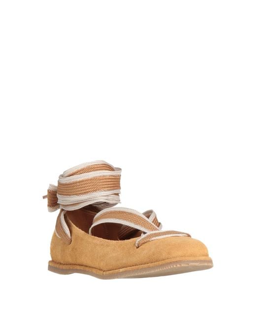 Palomitas By Paloma Barcelo' Natural Camel Ballet Flats Leather