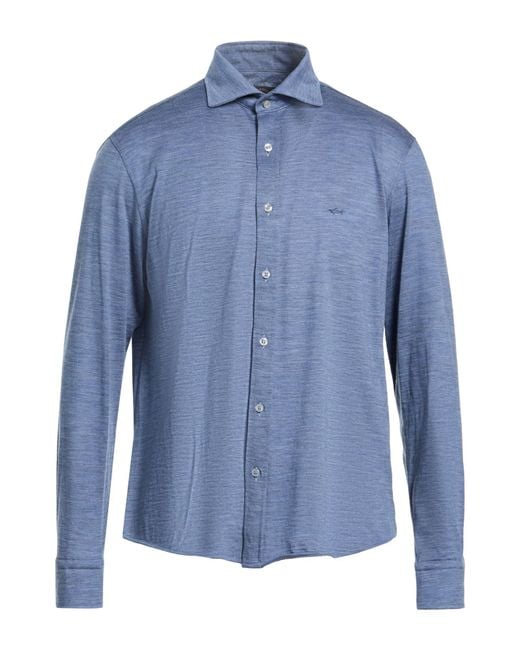 Paul & Shark Blue Shirt Wool for men