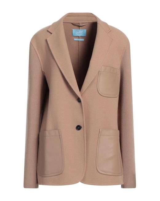 Weekend by Maxmara Brown Joyroad By Lucy Hale Camel Blazer Virgin Wool, Polyester, Rubber
