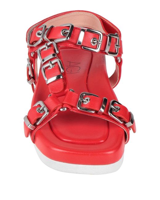 Agl Attilio Giusti Leombruni Red Sandals Leather
