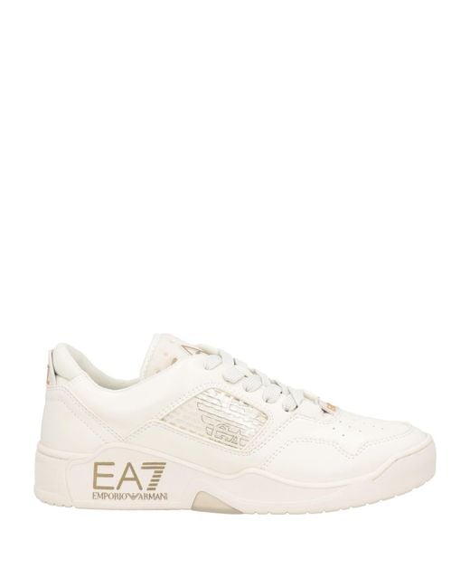 EA7 Natural Ivory Sneakers Polyester for men