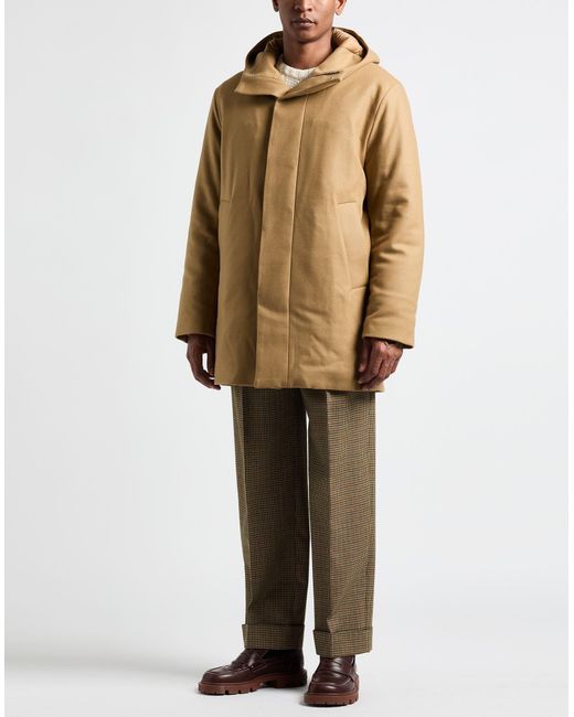 Sandro Natural Coat Wool, Polyamide, Cashmere for men