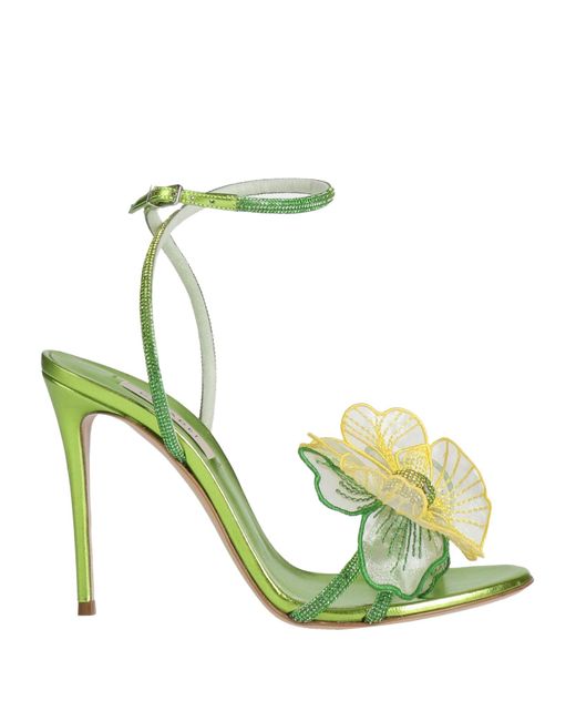Casadei Green Sandals Textile Fibers