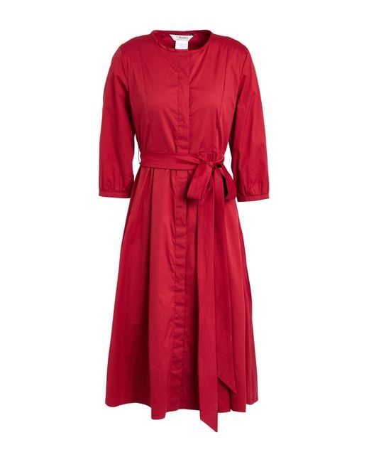 Max Mara Women's Red Midi Dress Cotton, Polyamide, Elastane