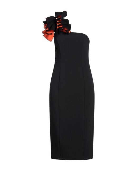 Pinko Black Midi Dress Polyester, Elastane