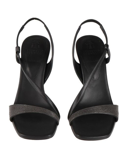 Brunello Cucinelli Black Chic Leather Sandals For