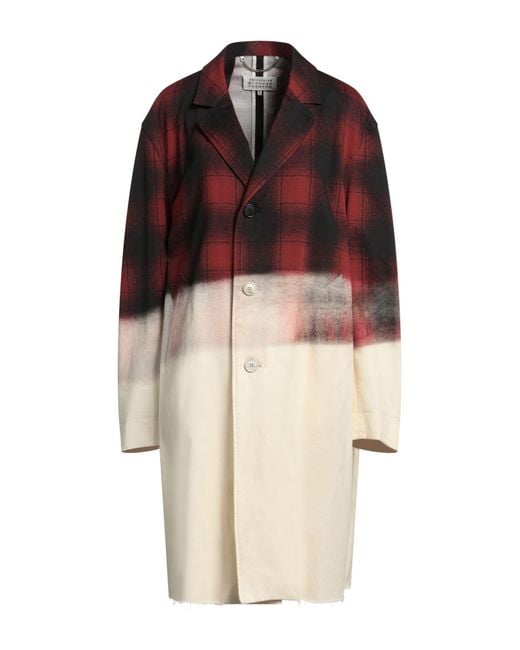 Maison Margiela Red Overcoat & Trench Coat Cotton