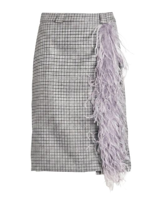 DES_PHEMMES Gray Midi Skirt Virgin Wool, Polyester