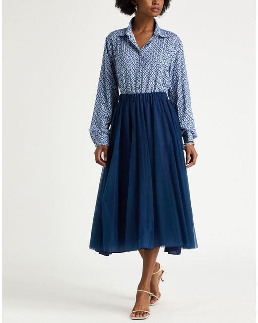 .., merci italia Blue Midi Skirt Polyamide