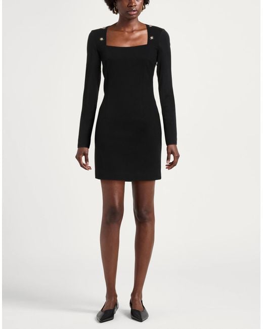 Gaelle Paris Black Mini Dress Rayon, Polyamide, Elastane, Polyester
