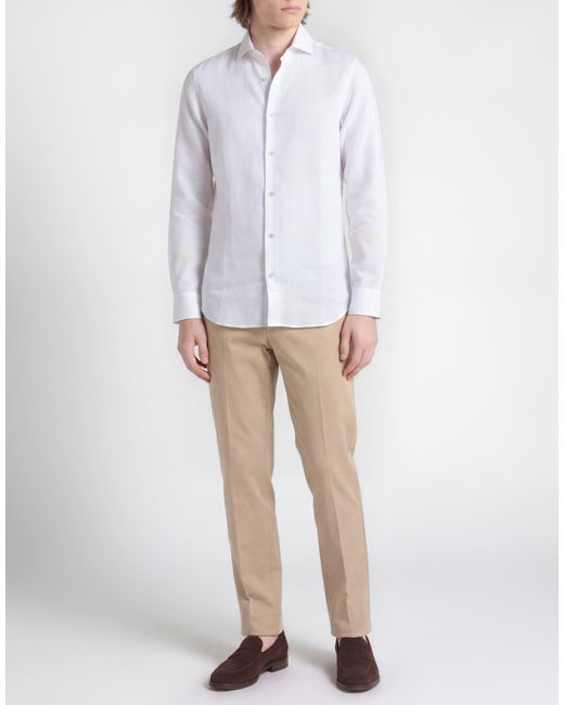 Moorer White Shirt Linen for men