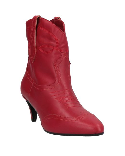GISÉL MOIRÉ Red Ankle Boots