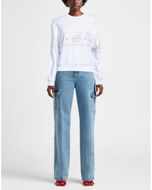 Chiara Ferragni White Sweatshirt Cotton, Elastane