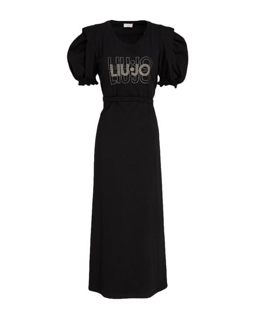 Liu Jo Black Midi Dress Cotton