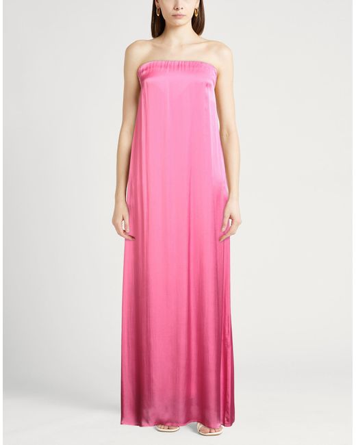 Semicouture Pink Maxi Dress Acetate, Silk