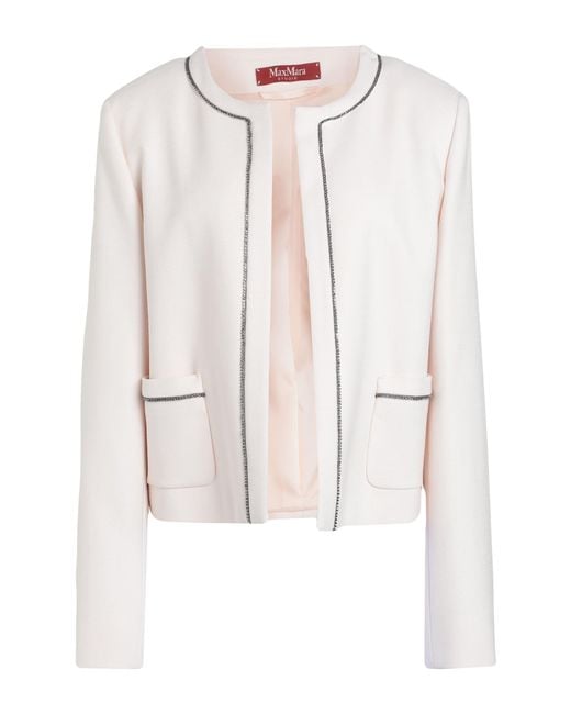 Max Mara White Ivory Jacket Viscose, Virgin Wool, Elastane
