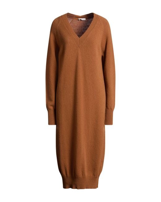 Riccardo Forconi Brown Midi Dress Virgin Wool, Cashmere