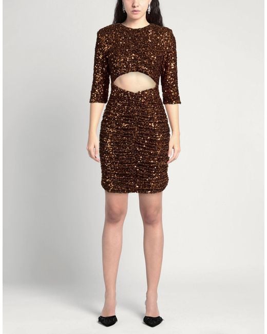 Babylon Brown Copper Mini Dress Polyester, Elastane