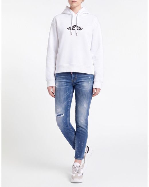 DSquared² White Sweatshirt Cotton, Polyester