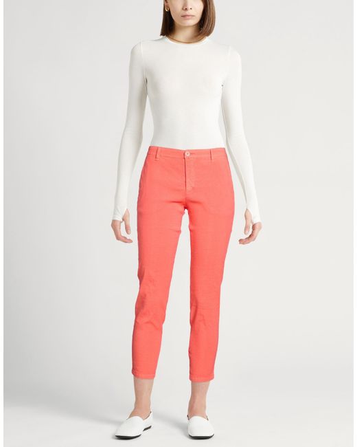 120% Lino Red Pants Linen, Cotton, Elastane