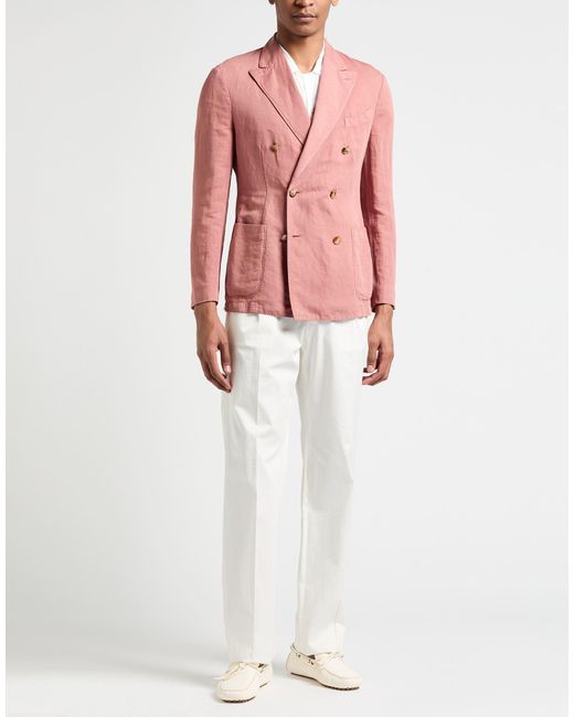 Boglioli Pink Antique Rose Blazer Cotton, Linen for men