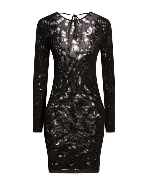 Akep Black Mini Dress Viscose, Polyamide