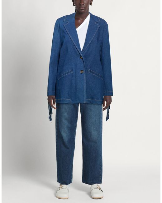 Please Blue Denim Outerwear Cotton, Elastane
