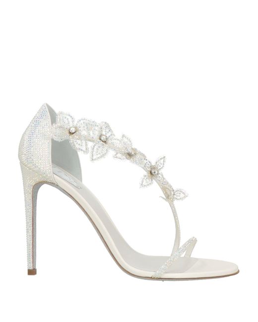 Rene Caovilla White Ivory Sandals Textile Fibers