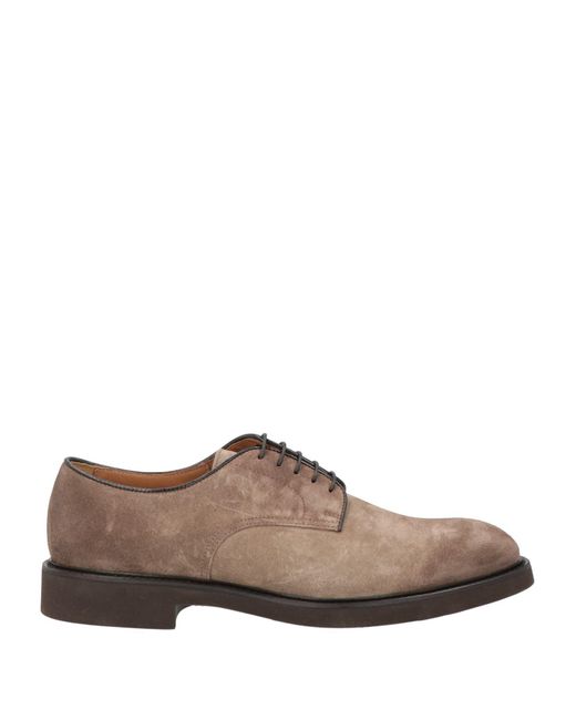 Doucal's Brown Khaki Lace-Up Shoes Soft Leather for men