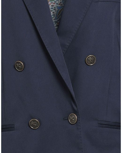 Etro Blue Midnight Blazer Cotton, Elastane