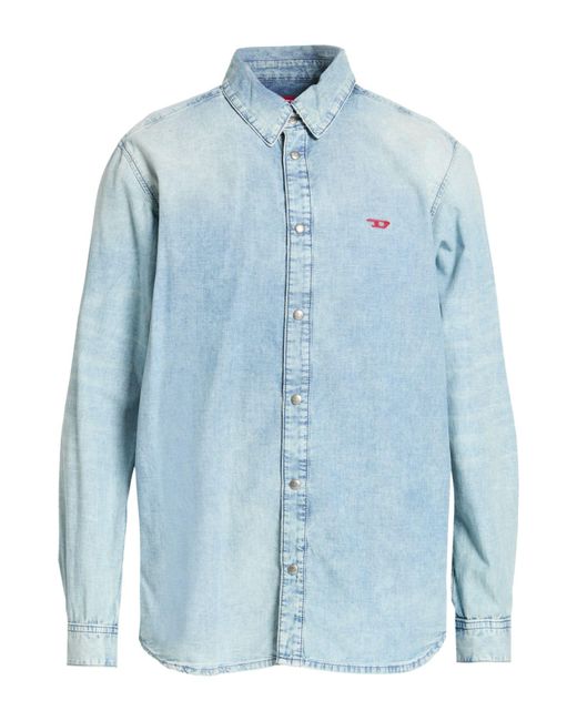 DIESEL Blue Denim Shirt Cotton for men