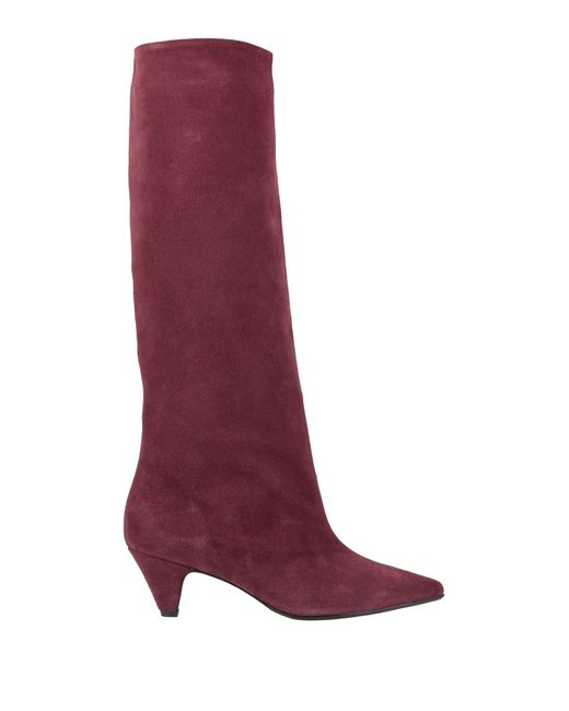 Anna F. Red Knee Boots