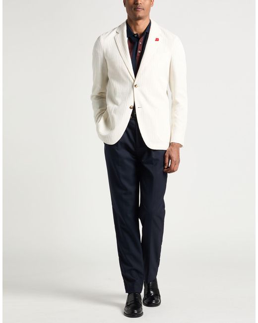 Lardini Natural Ivory Blazer Linen, Viscose, Polyamide for men