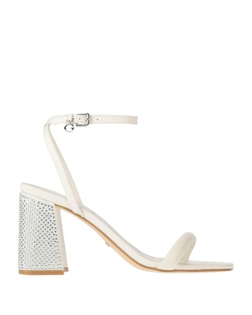 Guess White Ivory Sandals Leather