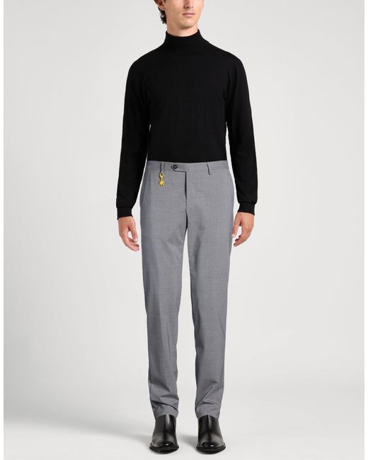 Manuel Ritz Gray Pants Wool, Elastane for men