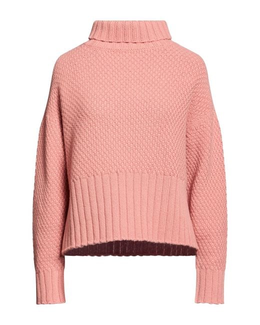 Bruno Manetti Pink Antique Rose Turtleneck Virgin Wool, Cashmere
