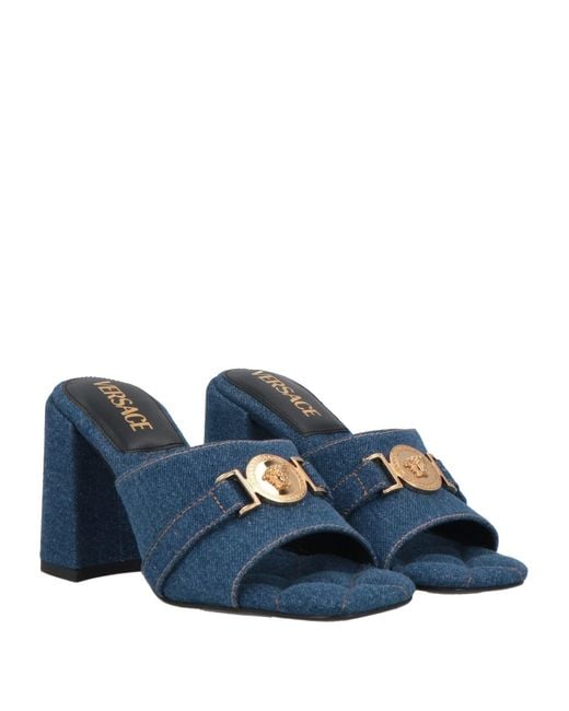 Versace Blue Sandals Textile Fibers