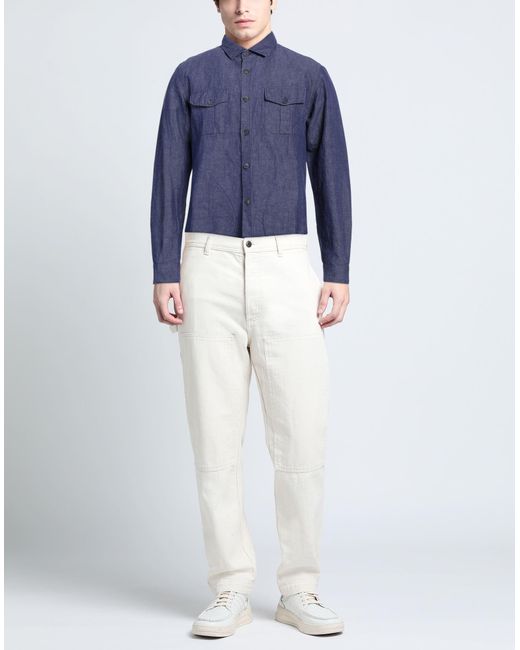 Rossi Blue Denim Shirt Cotton, Linen for men