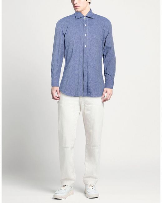 Giannetto Portofino Blue Shirt Cotton, Linen for men